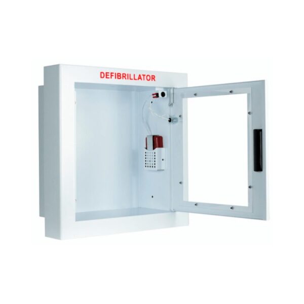 Semi-Recessed Large Defibrillator Wall Cabinet with Wall Sign - Image 2