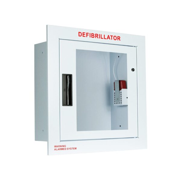 Fully Recessed Large AED Cabinet with Window and Alarm