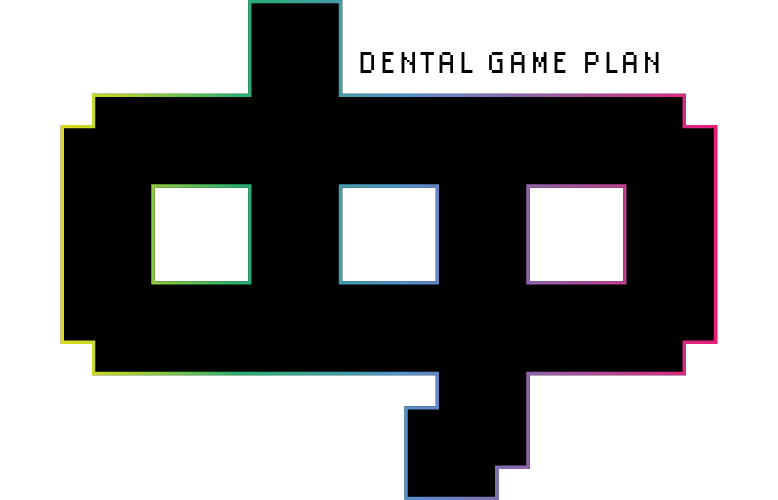 Colorful pixelated logo on black background.